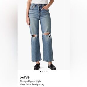 Levi's Ribcage Ripped High Waist Ankle Straight Leg 27x27 NWT